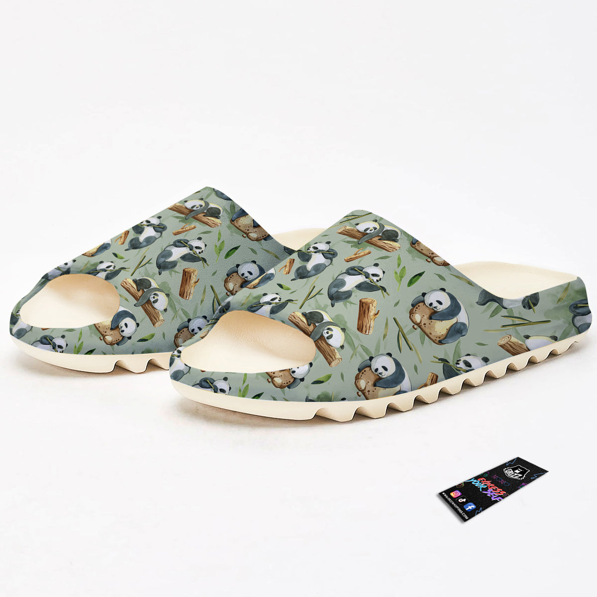 Panda Bear Watercolor Print Pattern Sandals-grizzshop