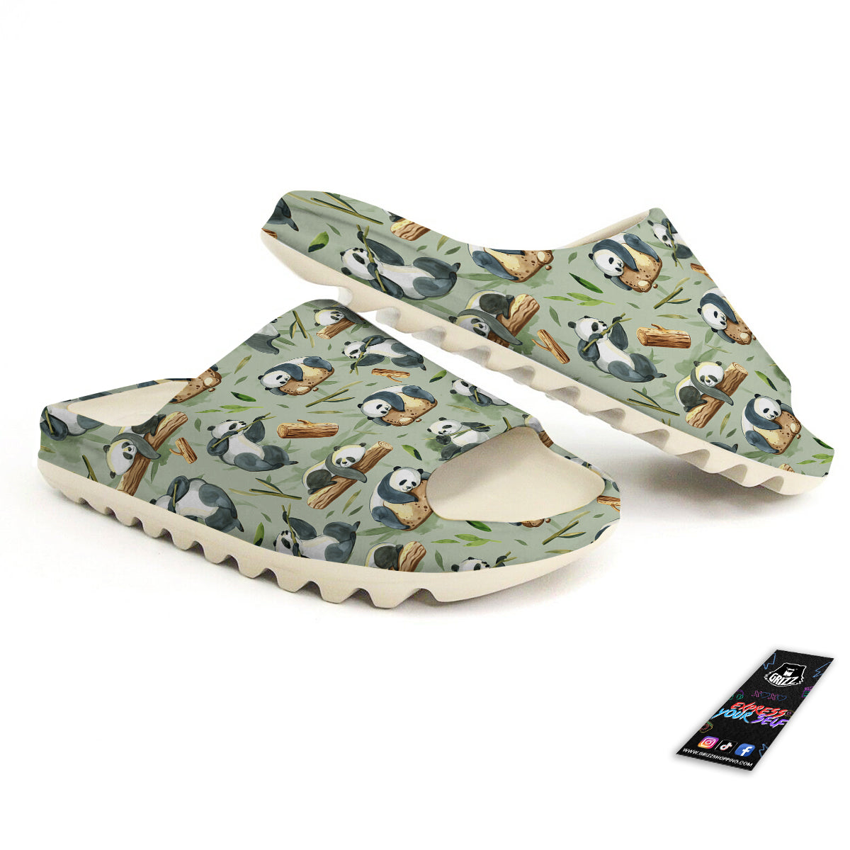 Panda Bear Watercolor Print Pattern Sandals-grizzshop