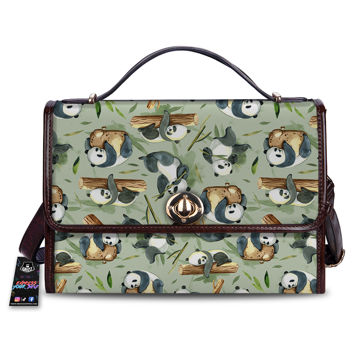 Panda Bear Watercolor Print Pattern Women's Satchel Bag