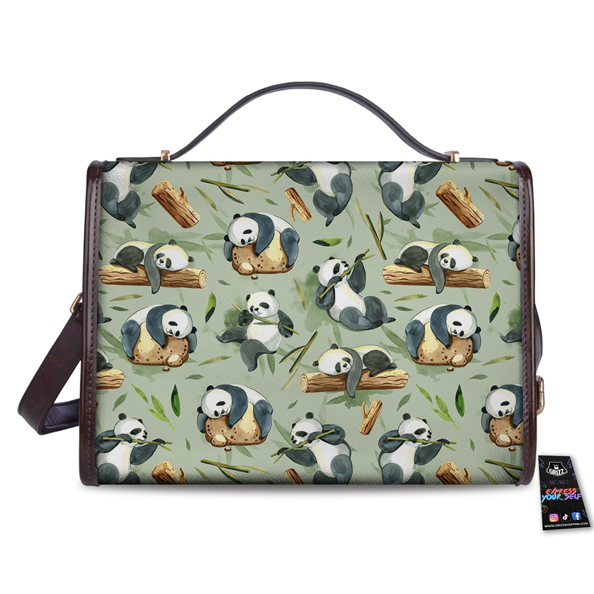 Panda Bear Watercolor Print Pattern Women's Satchel Bag