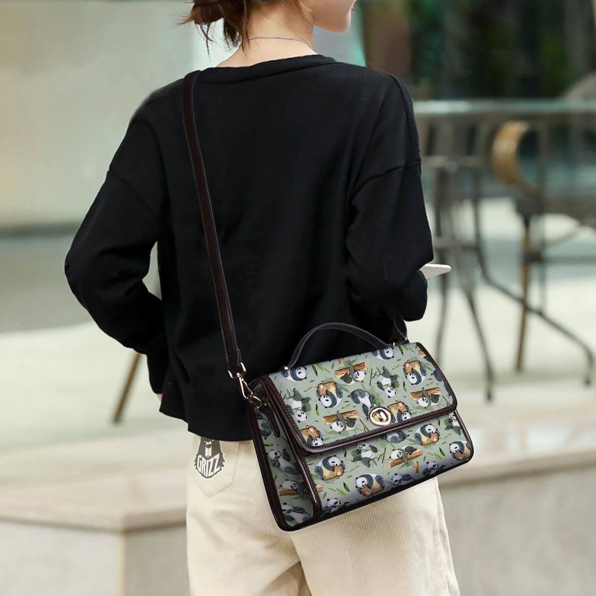 Panda Bear Watercolor Print Pattern Women's Satchel Bag