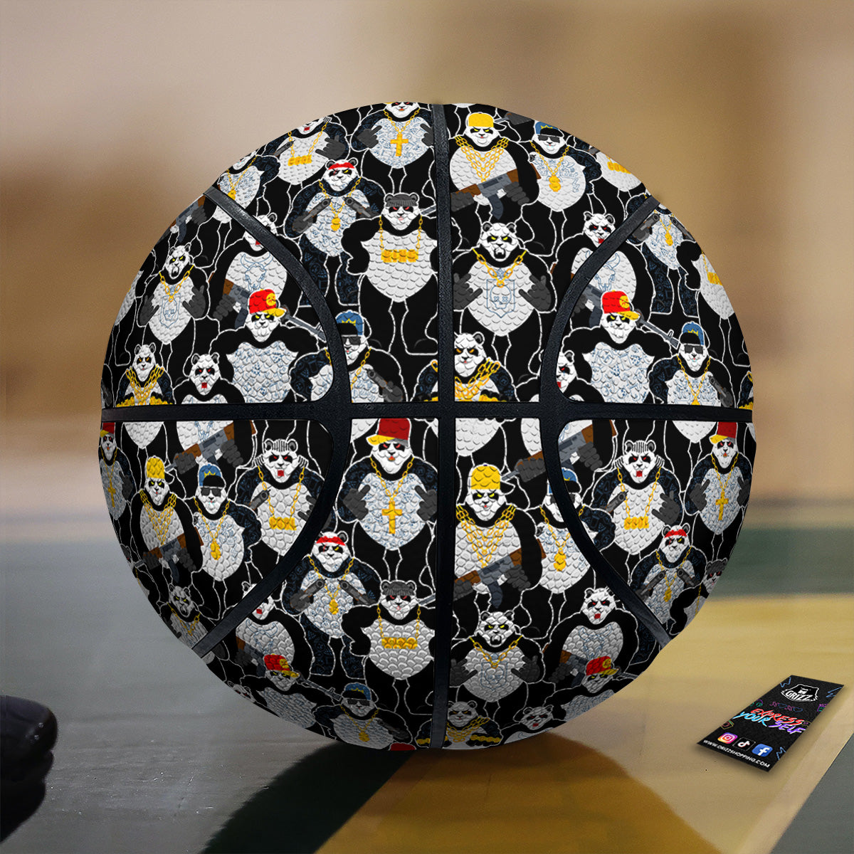Panda Gangster Gang Print Pattern Basketball