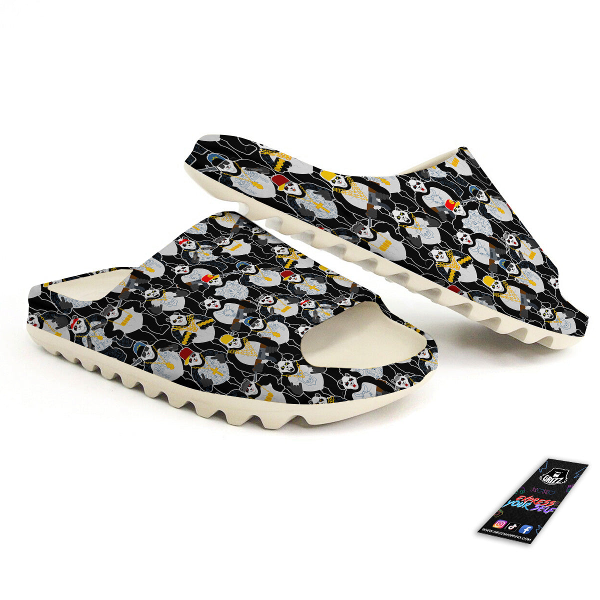 Panda Gangster Gang Print Pattern Sandals-grizzshop