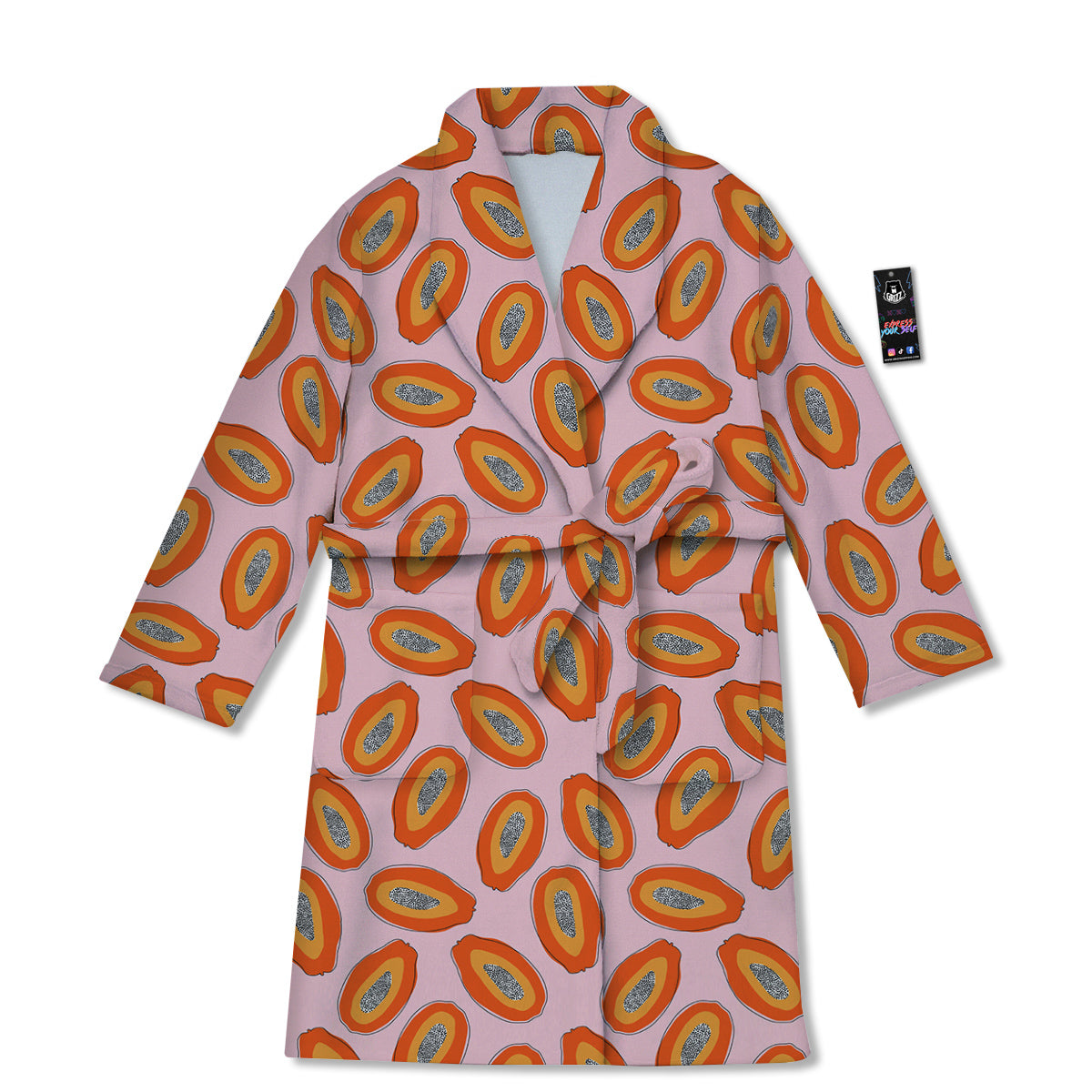 Papaya Cute Print Pattern Bathrobe-grizzshop