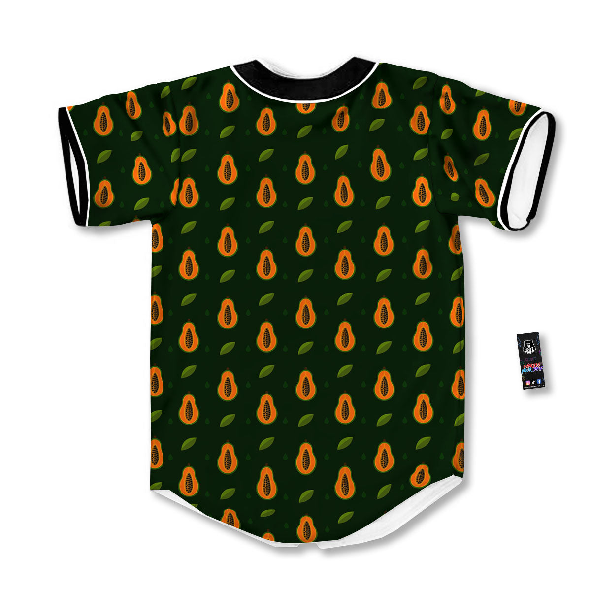 Papaya Exotic Print Pattern Baseball Jersey-grizzshop