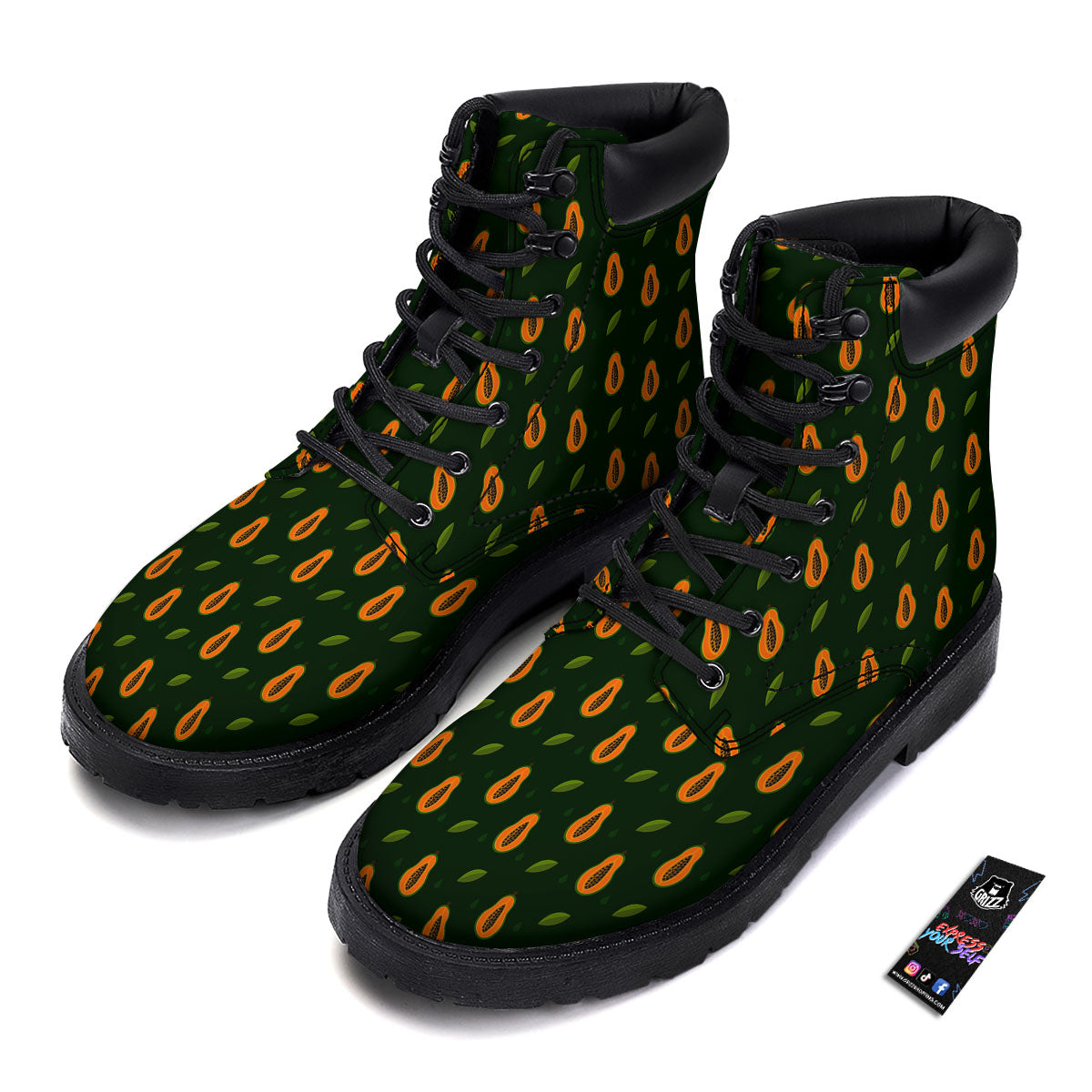 Papaya Exotic Print Pattern Boots-grizzshop