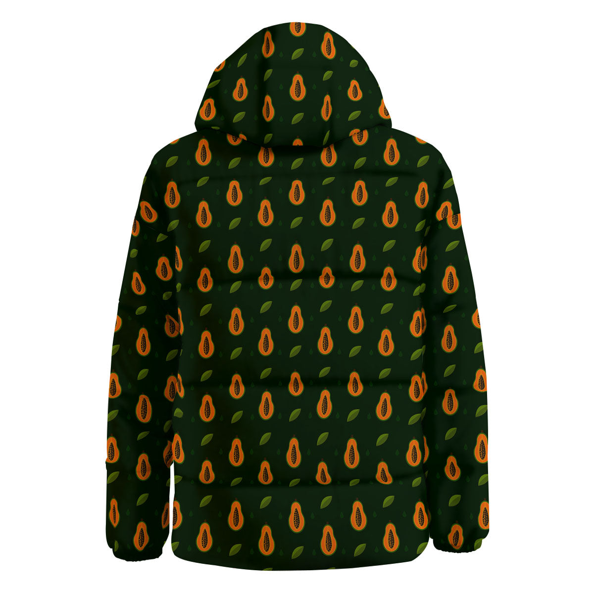 Papaya Exotic Print Pattern Down Jacket-grizzshop