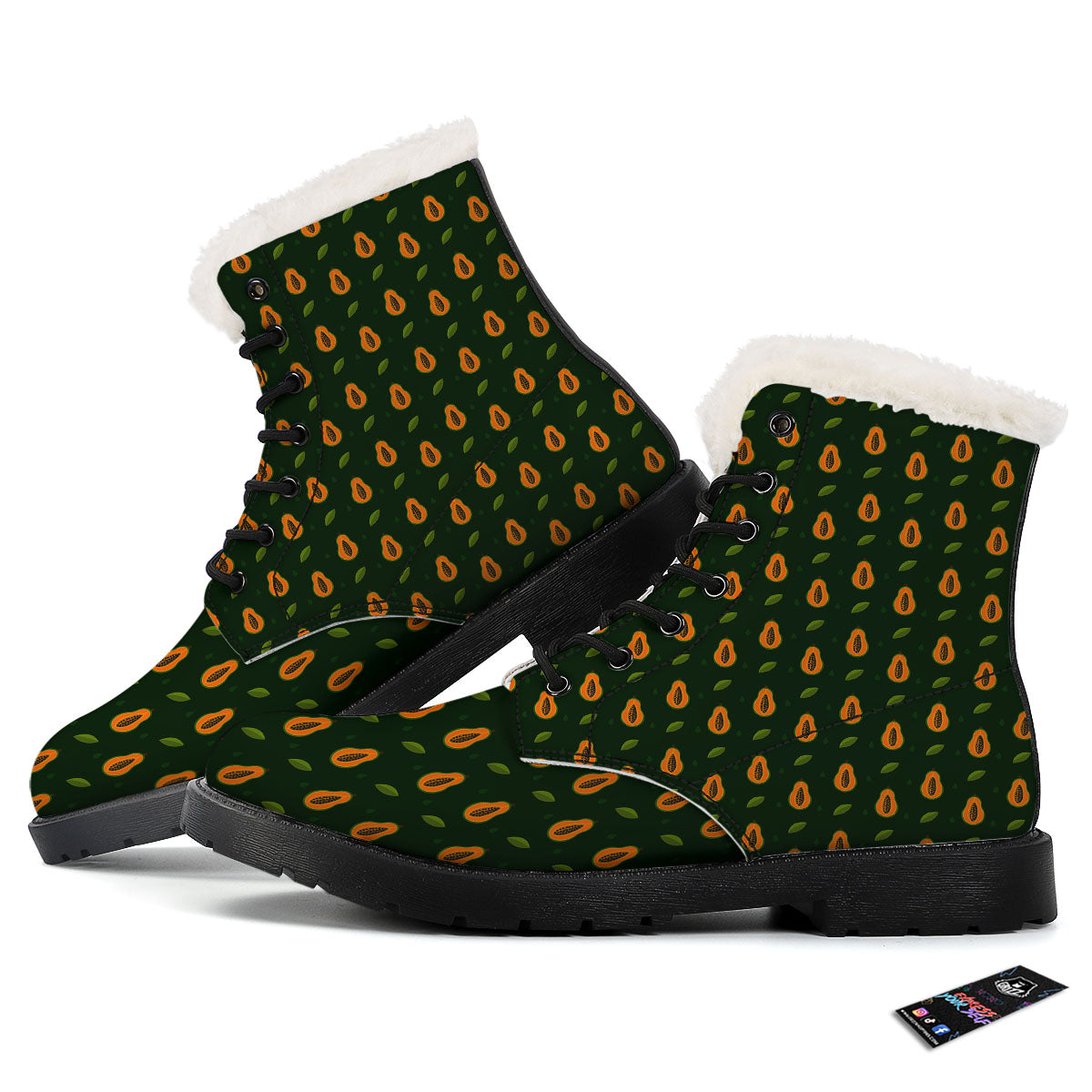 Papaya Exotic Print Pattern Winter Boots-grizzshop