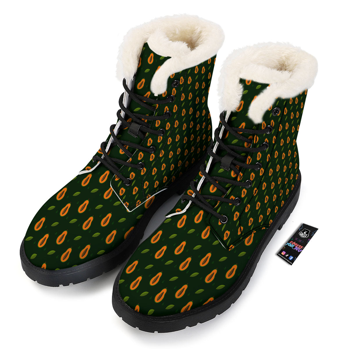 Papaya Exotic Print Pattern Winter Boots-grizzshop