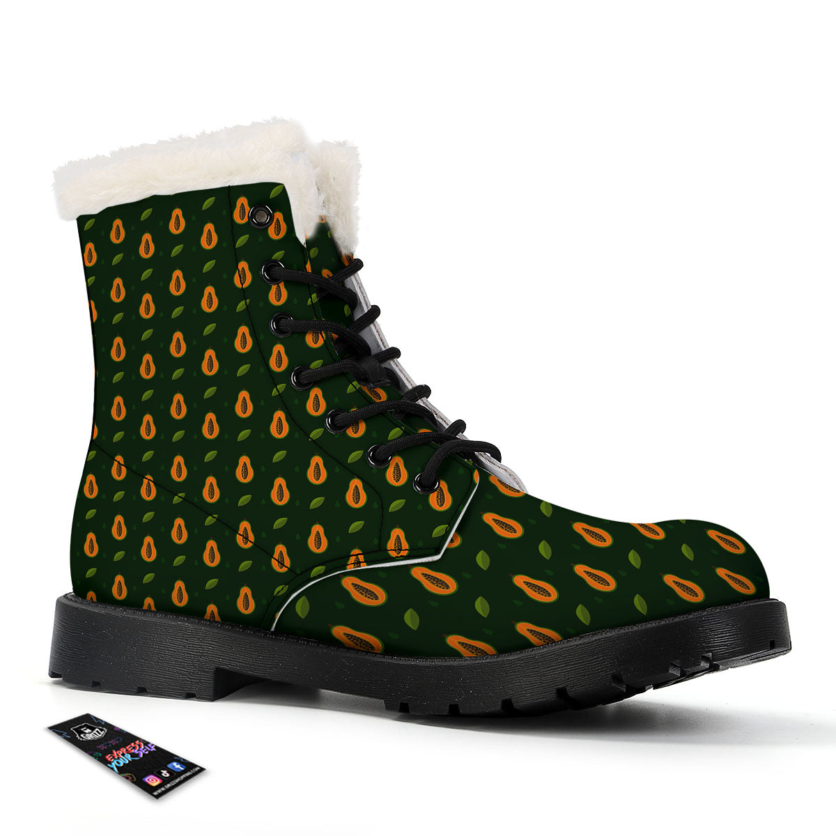 Papaya Exotic Print Pattern Winter Boots-grizzshop