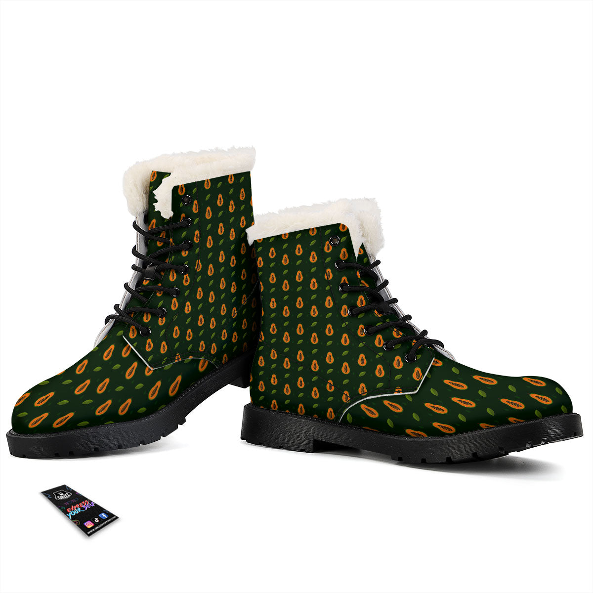 Papaya Exotic Print Pattern Winter Boots-grizzshop