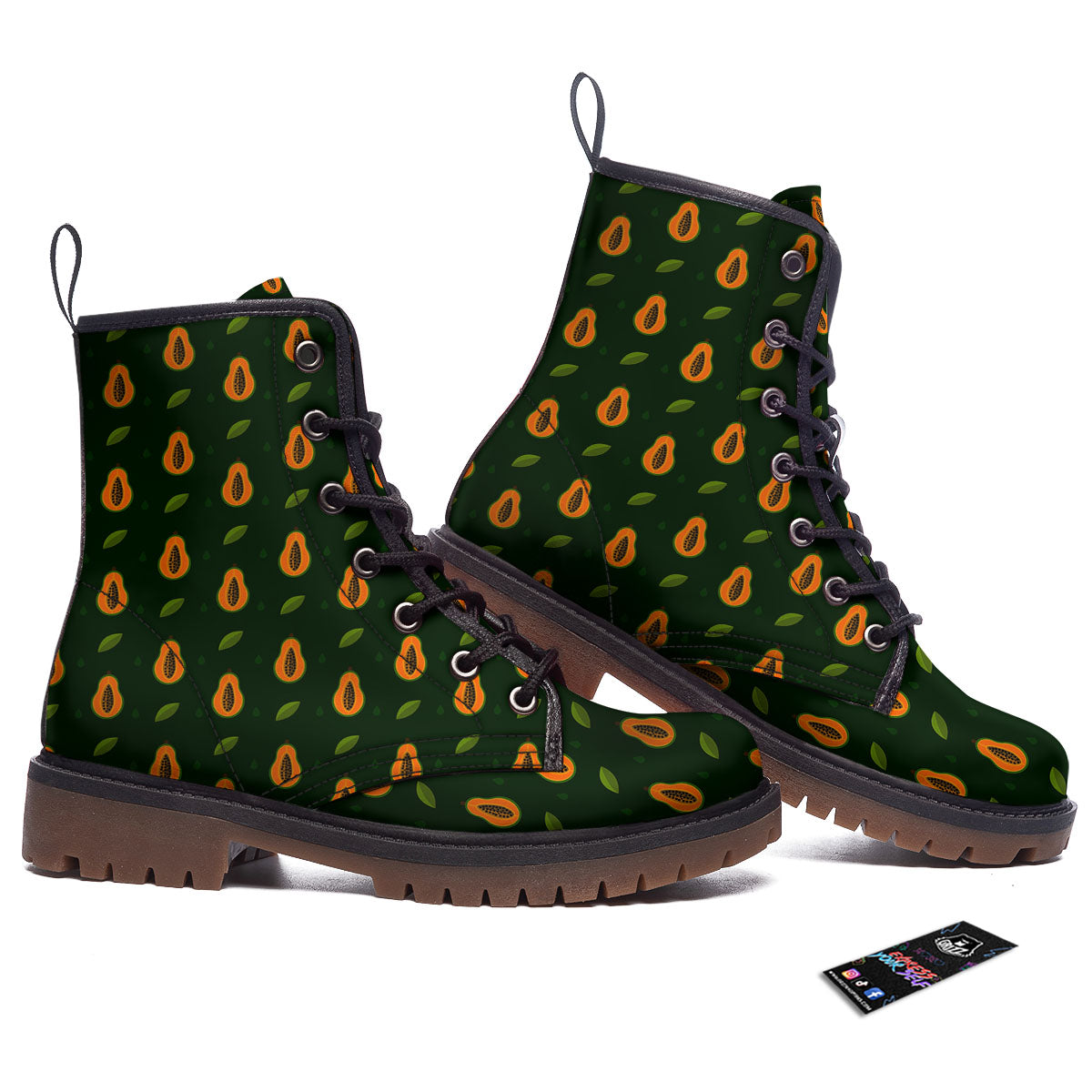 Papaya Exotic Print Pattern Work Boots-grizzshop