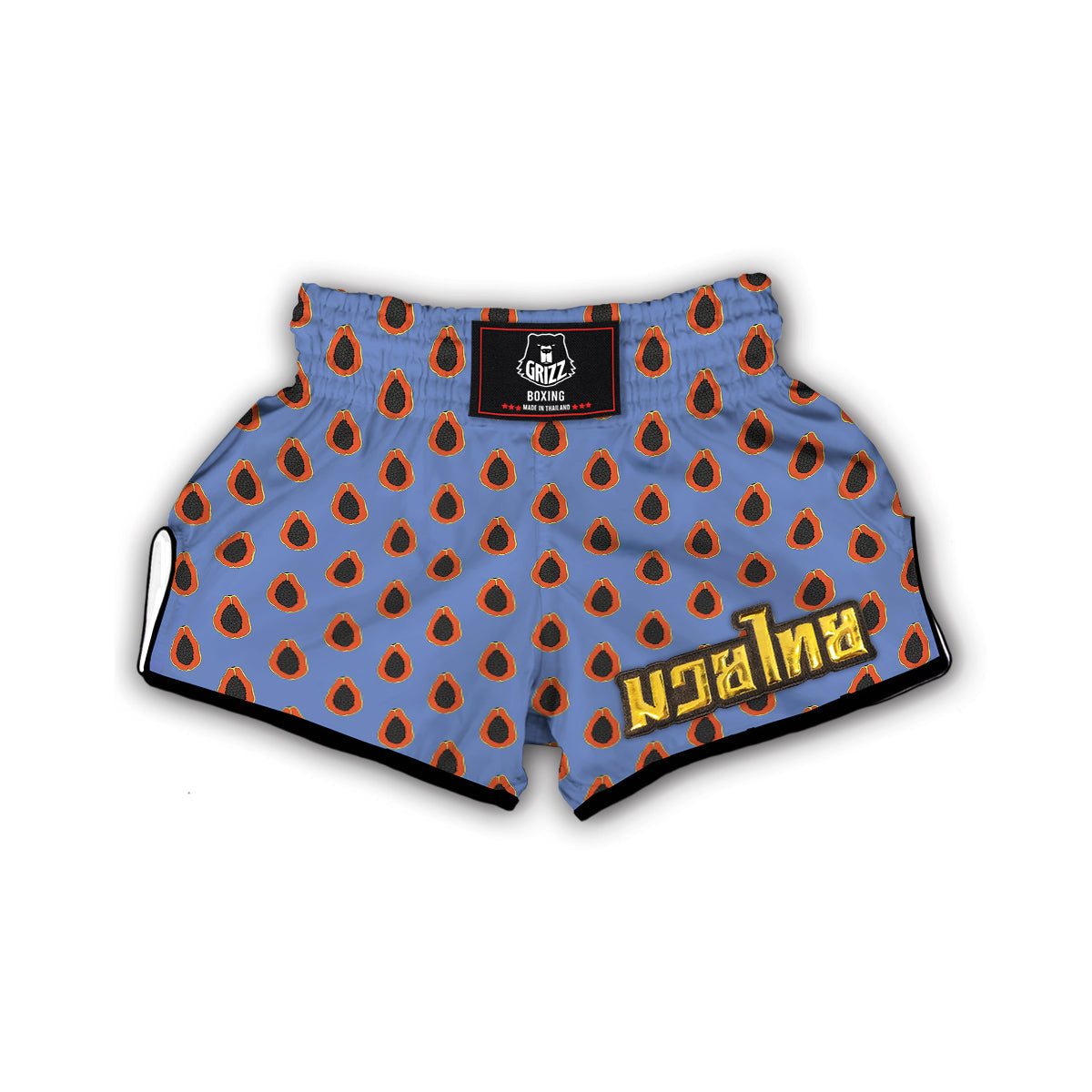 Papaya Purple Print Pattern Muay Thai Boxing Shorts-grizzshop