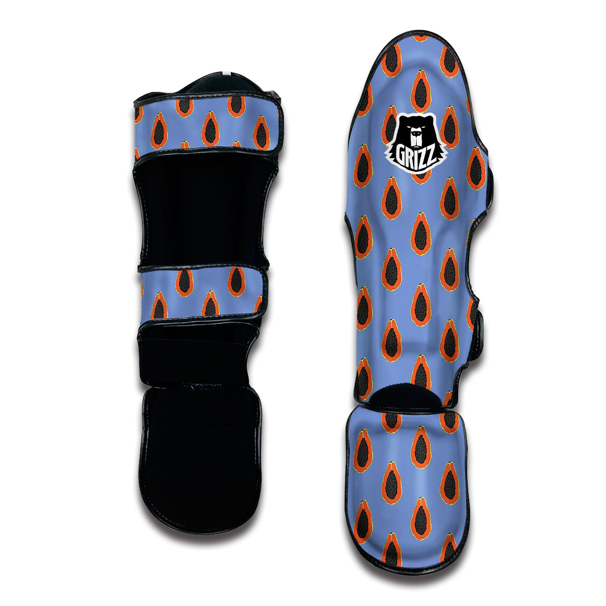 Papaya Purple Print Pattern Muay Thai Shin Guards-grizzshop