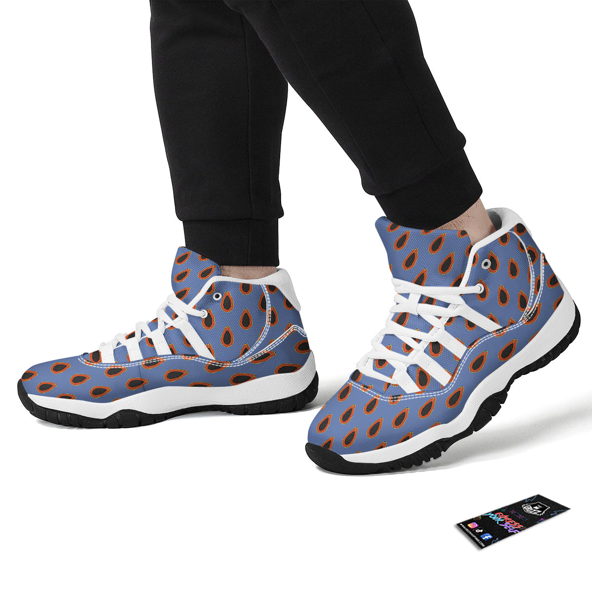 Papaya Purple Print Pattern White Bball Shoes-grizzshop