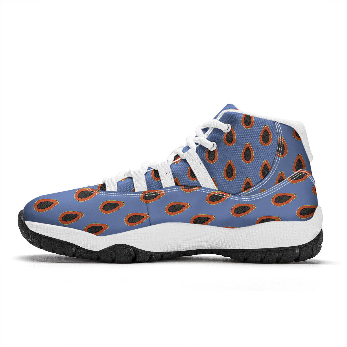 Papaya Purple Print Pattern White Bball Shoes-grizzshop