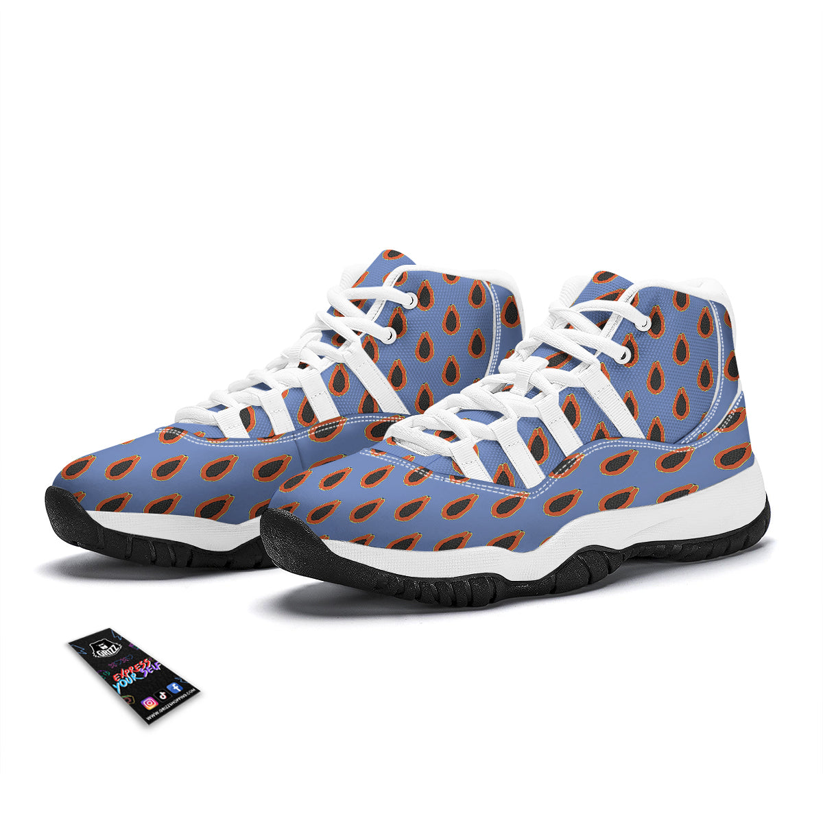 Papaya Purple Print Pattern White Bball Shoes-grizzshop