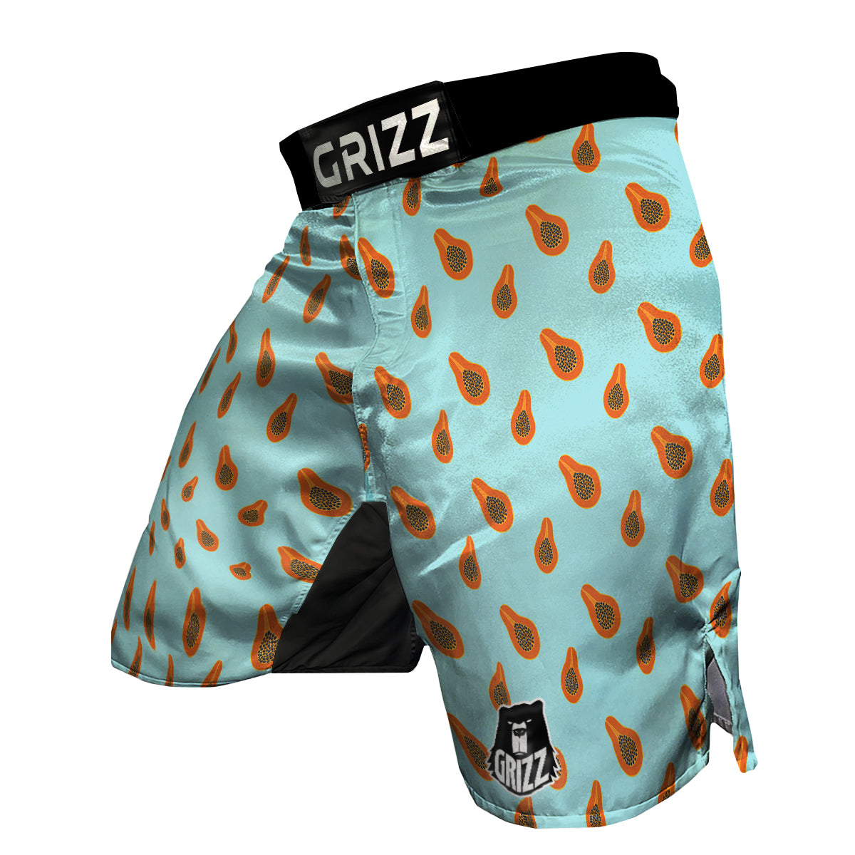 Papaya Striped Blue Print Pattern MMA Shorts-grizzshop