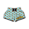 Papaya Striped Blue Print Pattern Muay Thai Boxing Shorts-grizzshop