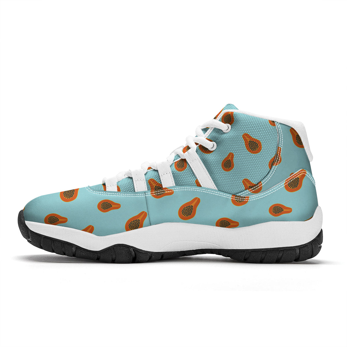 Papaya Striped Blue Print Pattern White Bball Shoes-grizzshop