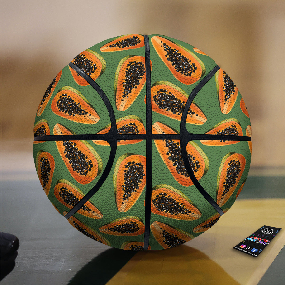 Papaya Tropical Print Pattern Basketball-grizzshop