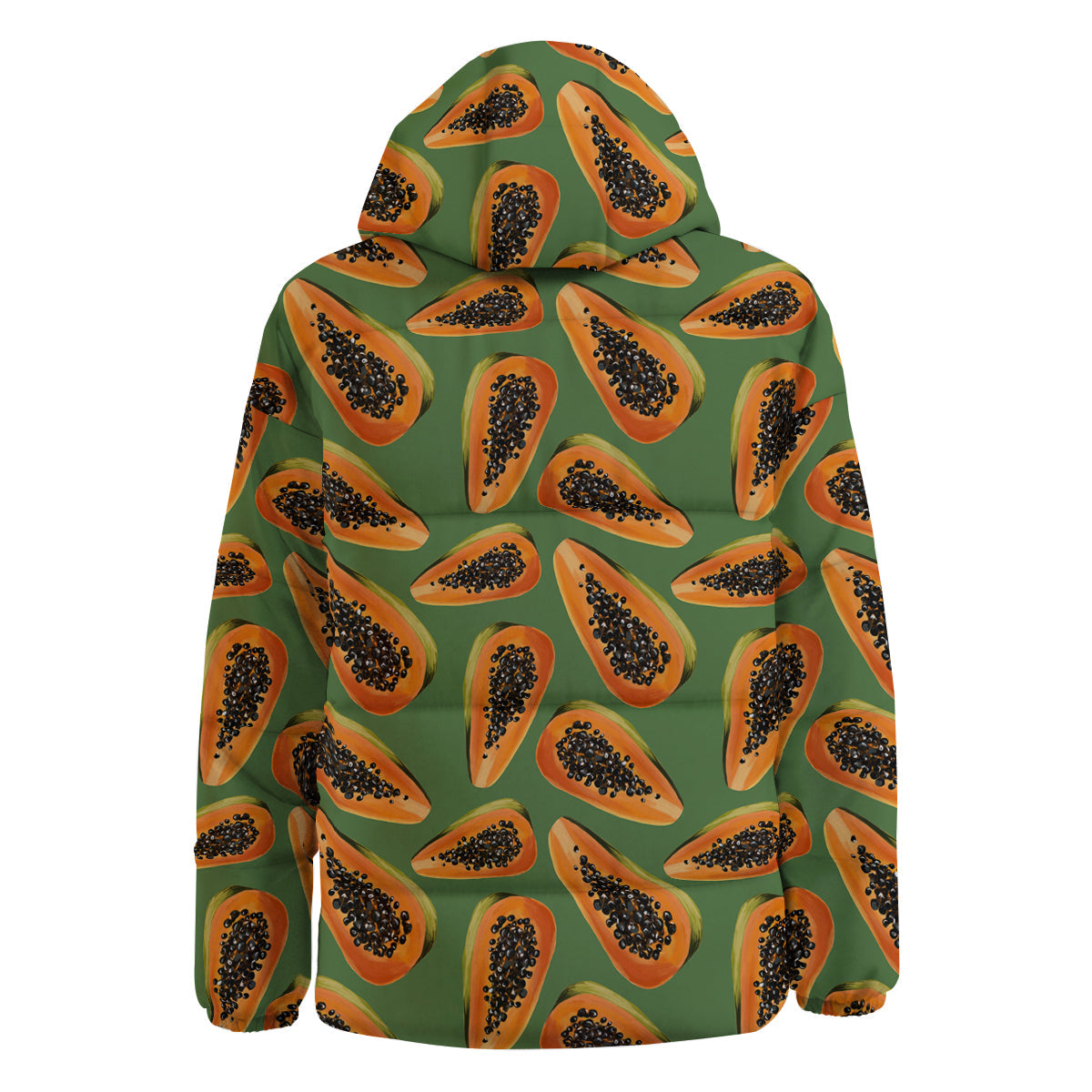 Papaya Tropical Print Pattern Down Jacket-grizzshop