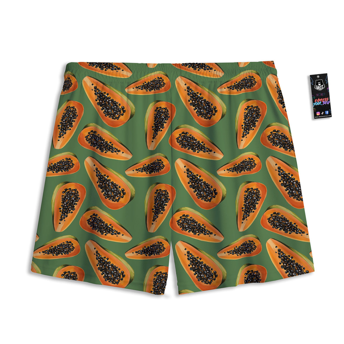 Papaya Tropical Print Pattern Mesh Shorts-grizzshop