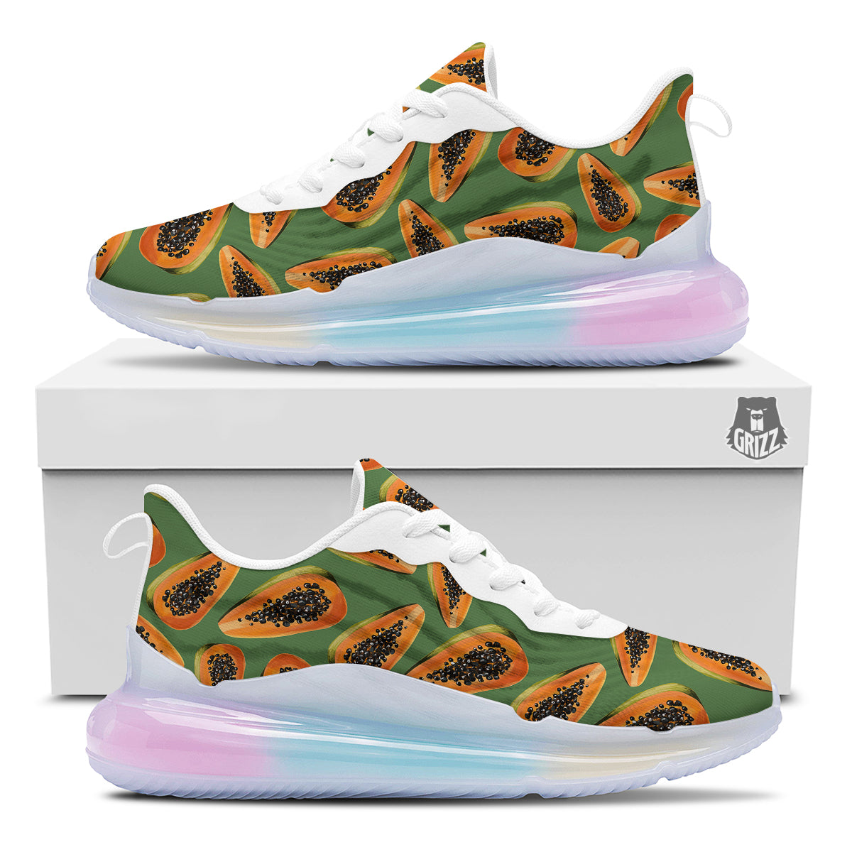 Papaya Tropical Print Pattern Running Sneakers-grizzshop