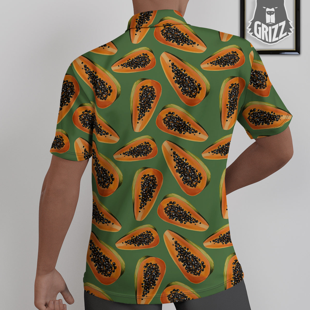 Papaya Tropical Print Pattern Untucked Shirts-grizzshop