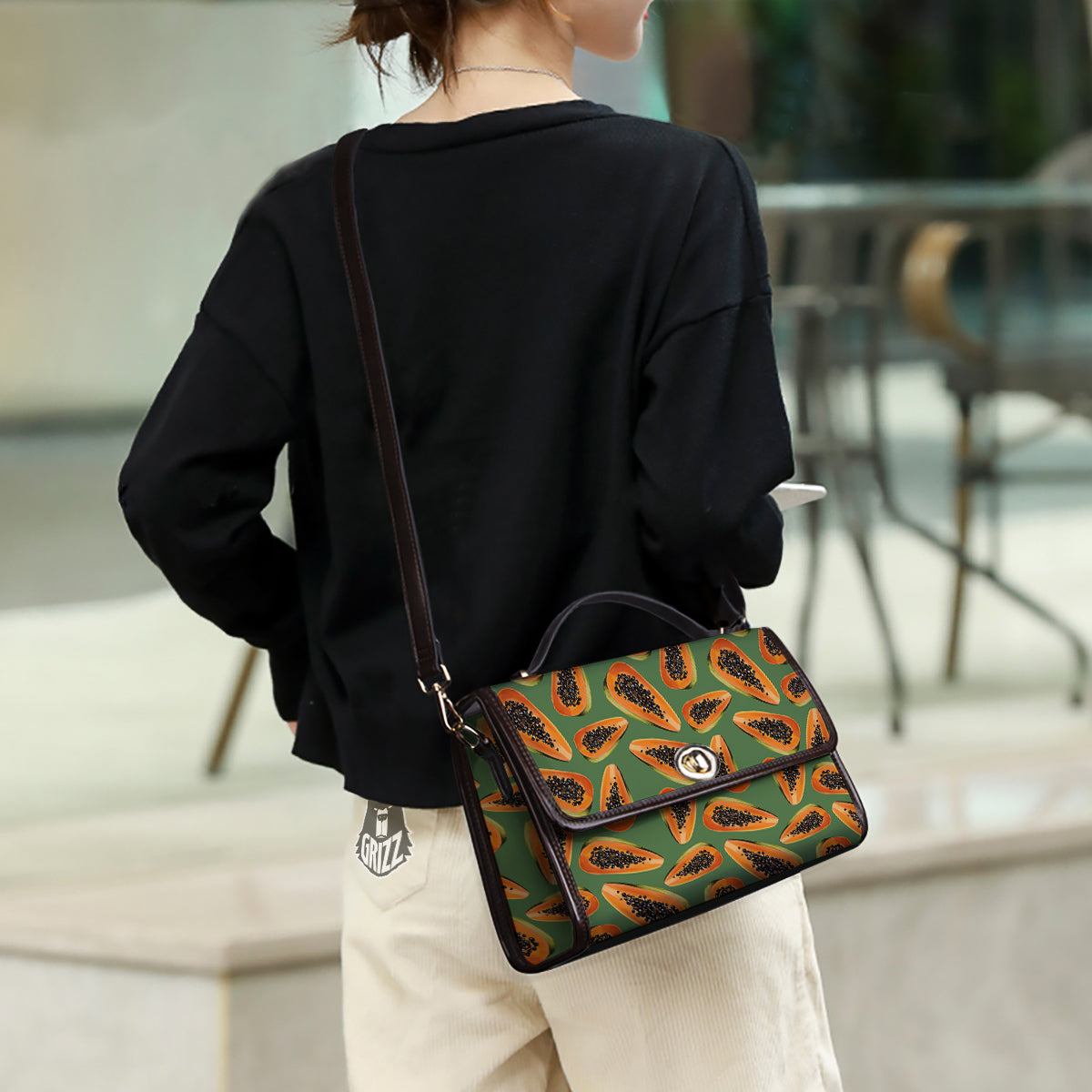 Papaya Tropical Print Pattern Women's Satchel Bag-grizzshop