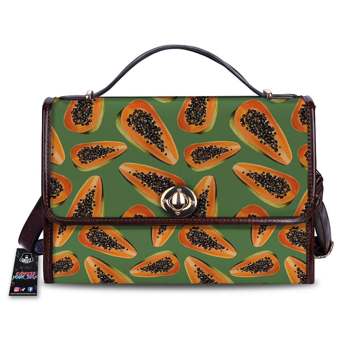 Papaya Tropical Print Pattern Women's Satchel Bag-grizzshop