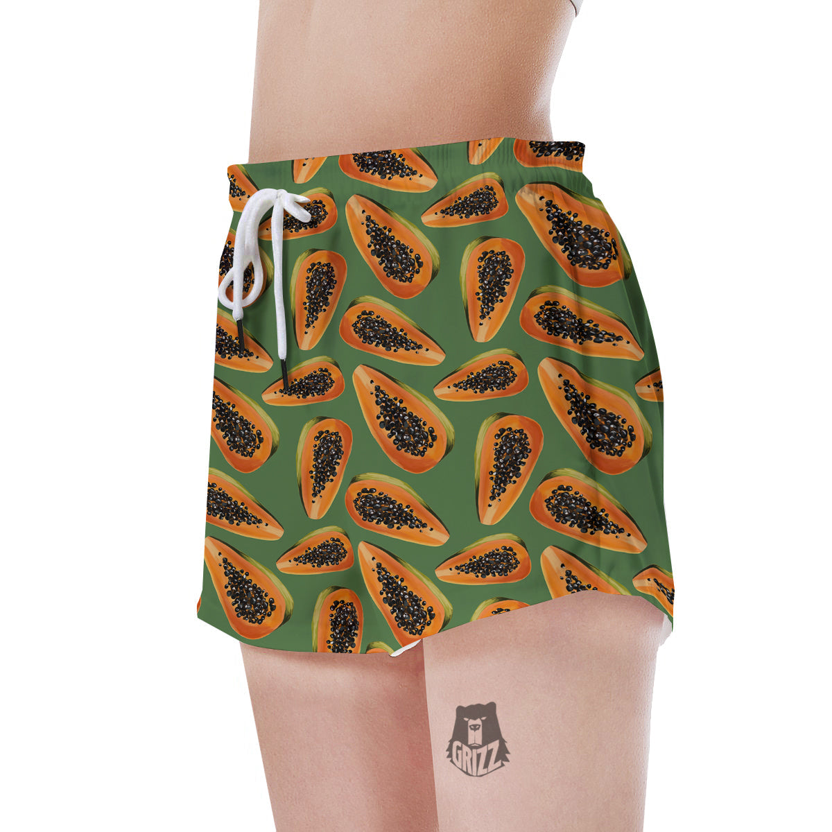 Papaya Tropical Print Pattern Women's Shorts-grizzshop
