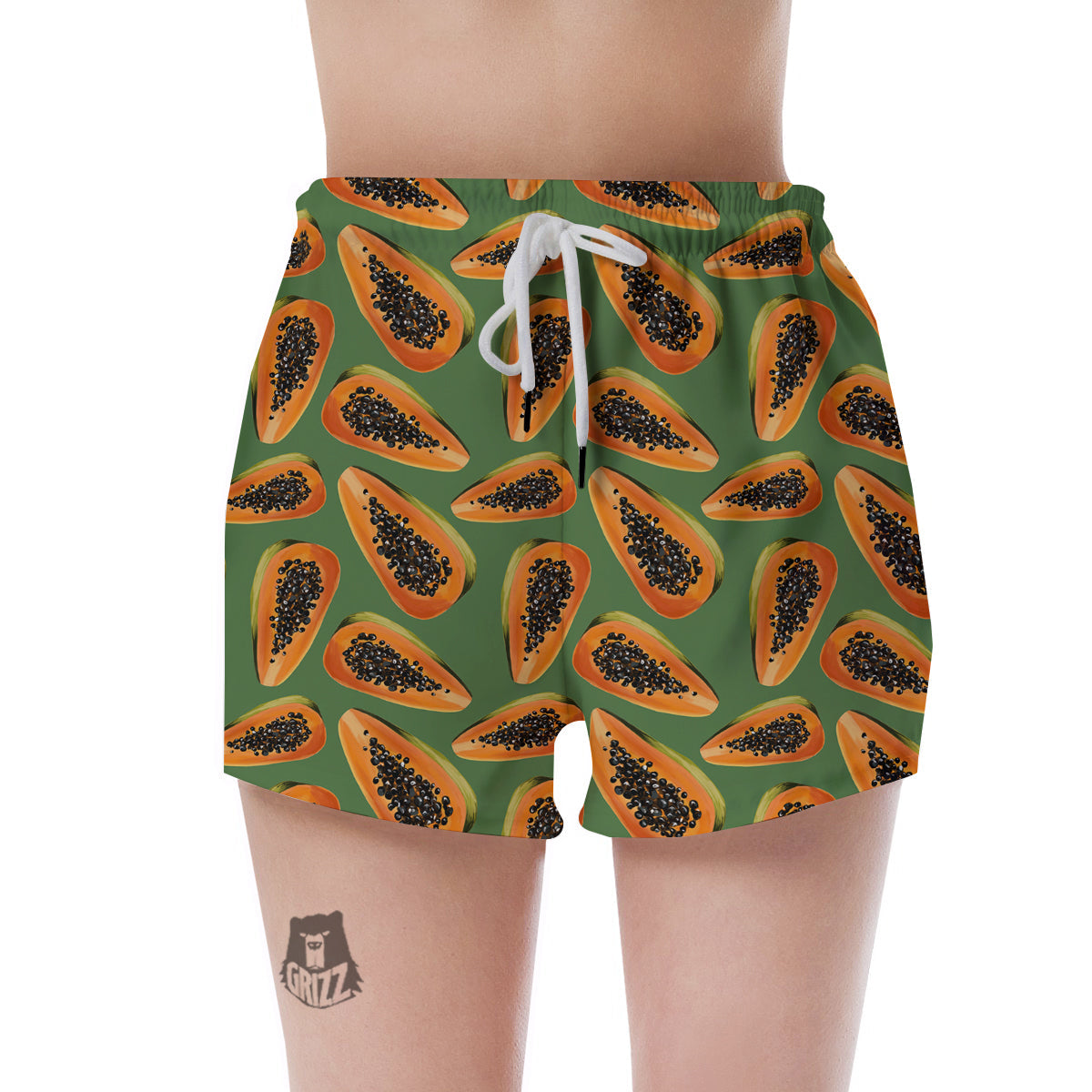 Papaya Tropical Print Pattern Women's Shorts-grizzshop