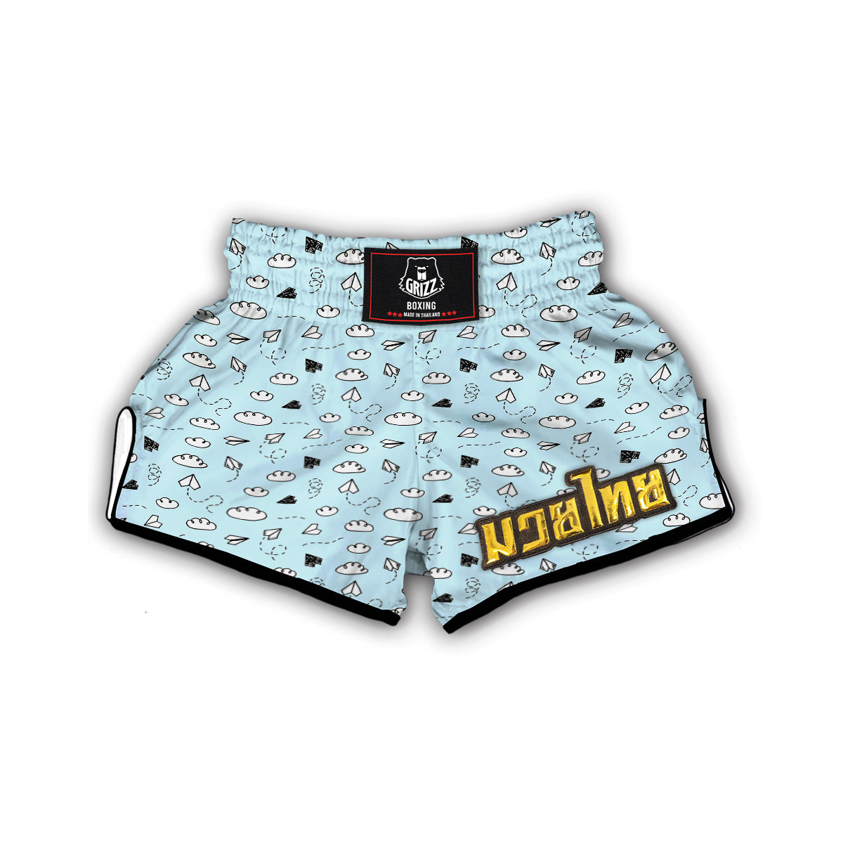 Paper Planes Hand Drawn Print Pattern Muay Thai Boxing Shorts-grizzshop