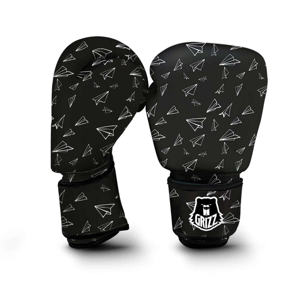 Paper Planes White And Black Print Pattern Boxing Gloves-grizzshop