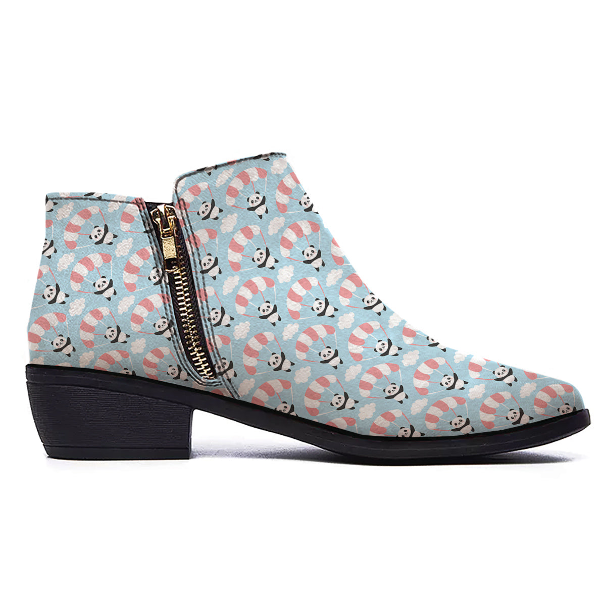 Parachute And Cute Panda Print Pattern Ankle Boots-grizzshop