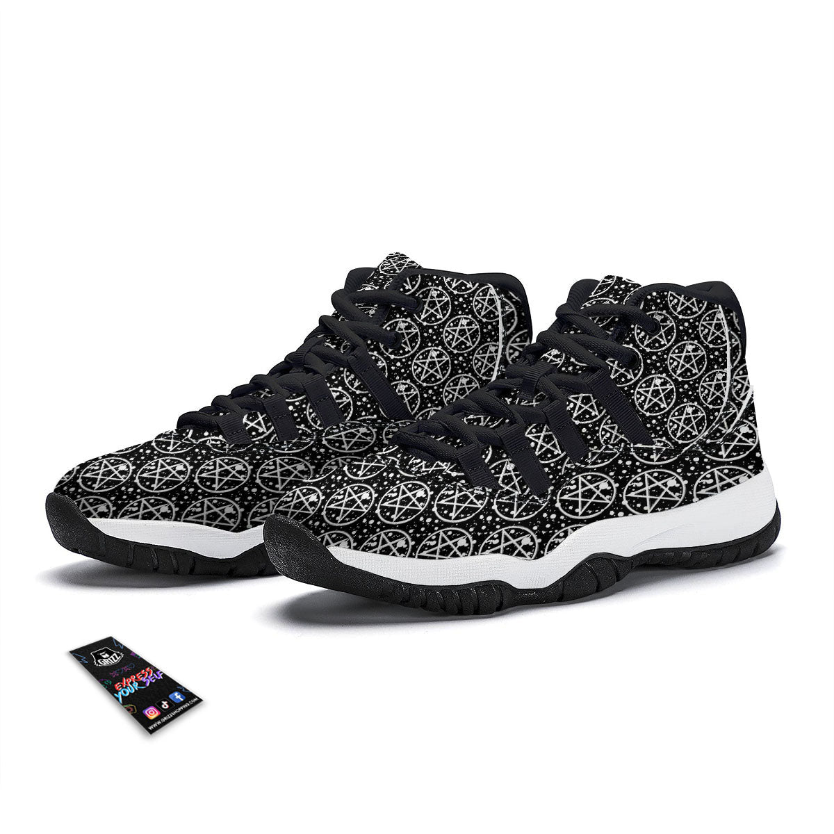 Parachute And Cute Panda Print Pattern Black Bball Shoes-grizzshop