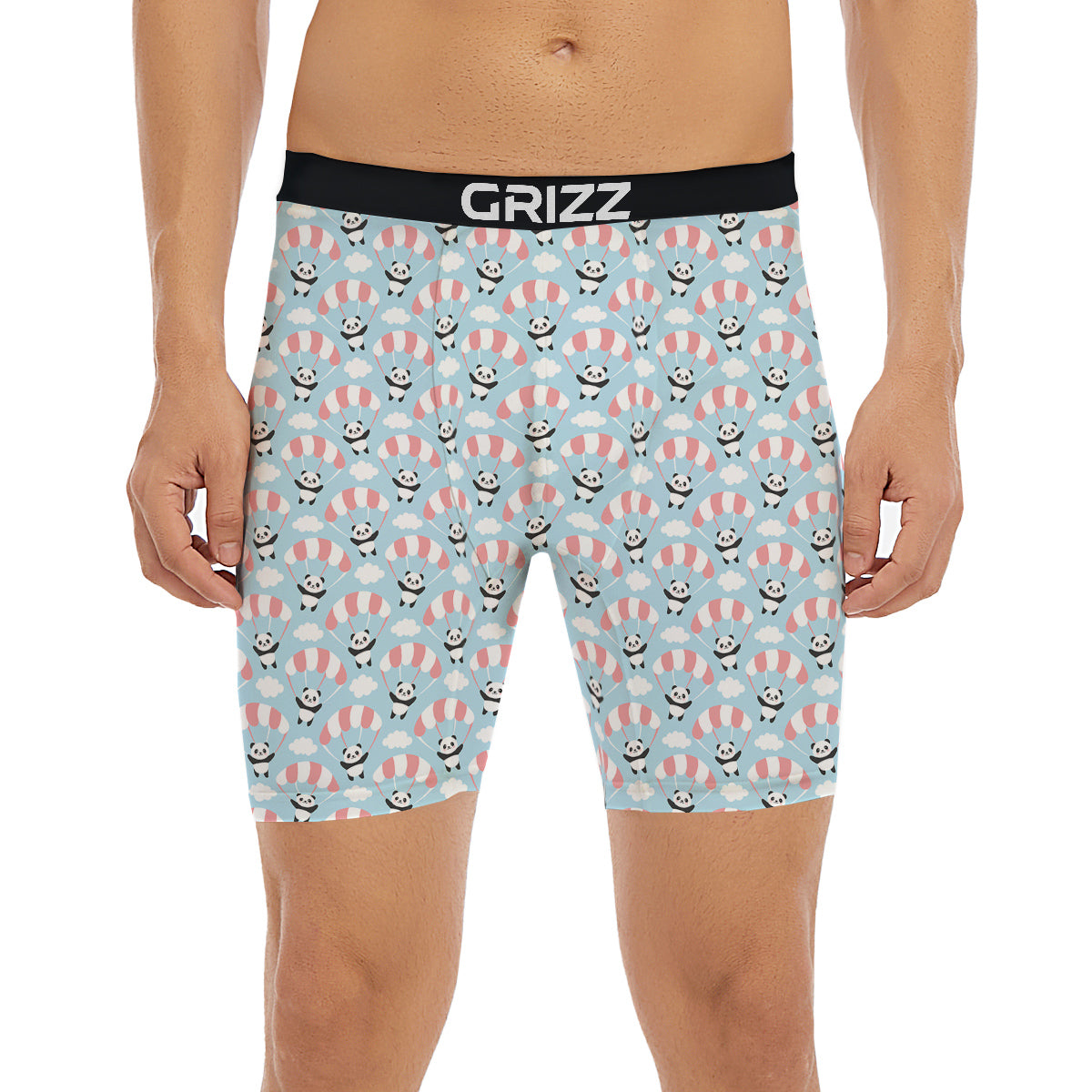 Parachute And Cute Panda Print Pattern Boxer Briefs-grizzshop
