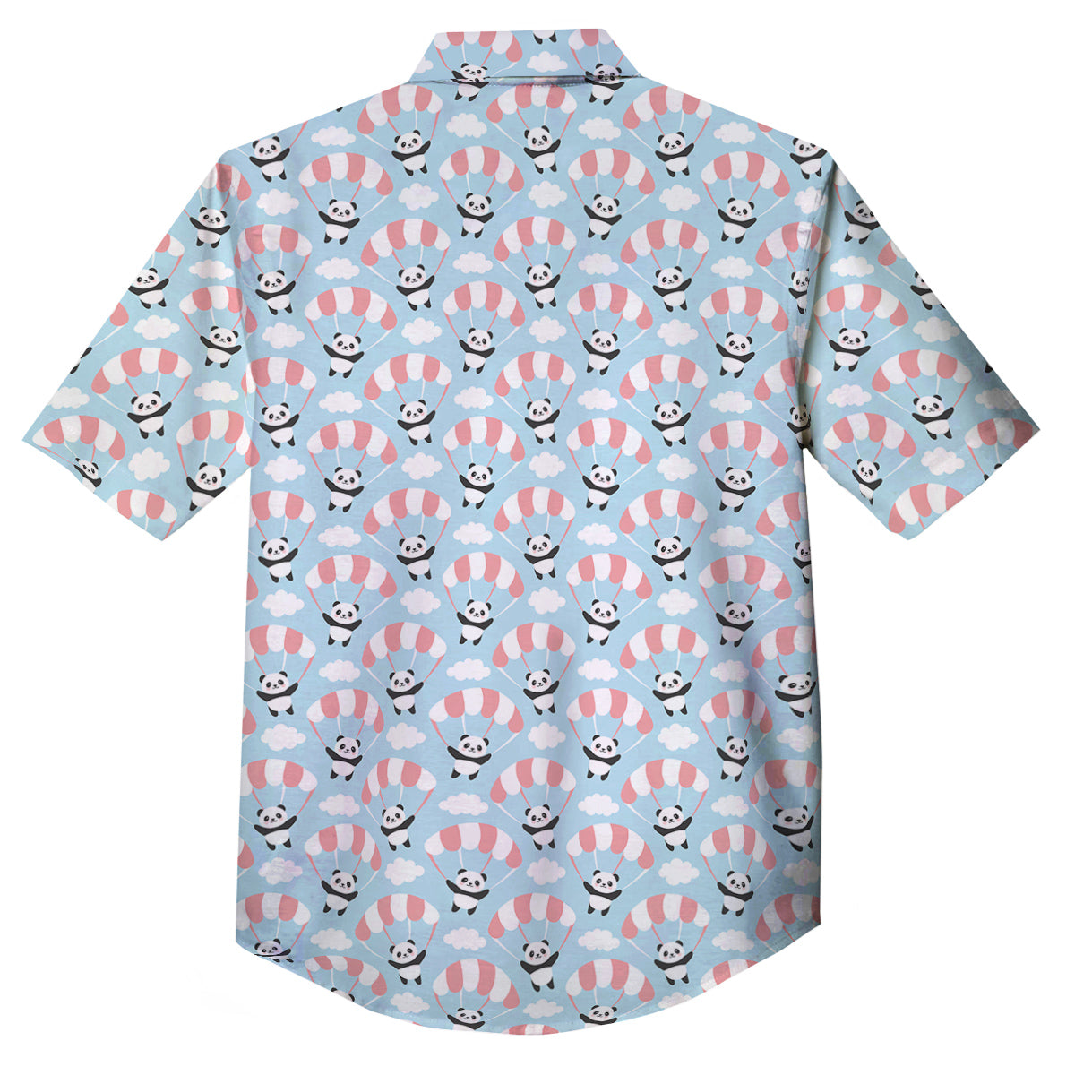 Parachute And Cute Panda Print Pattern Button Up Shirt-grizzshop