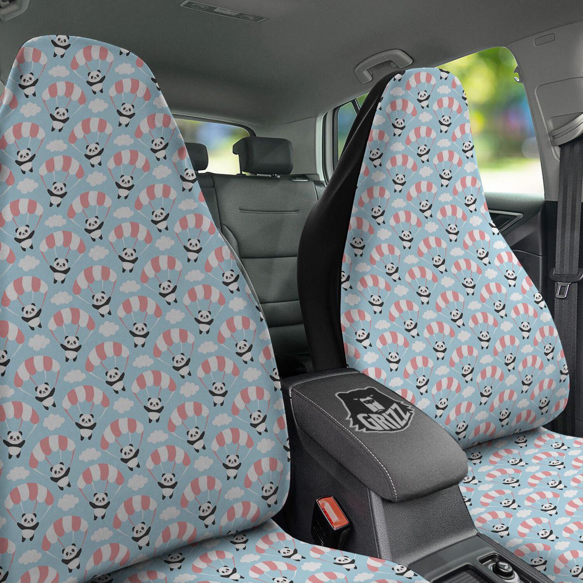 Parachute And Cute Panda Print Pattern Car Seat Covers-grizzshop