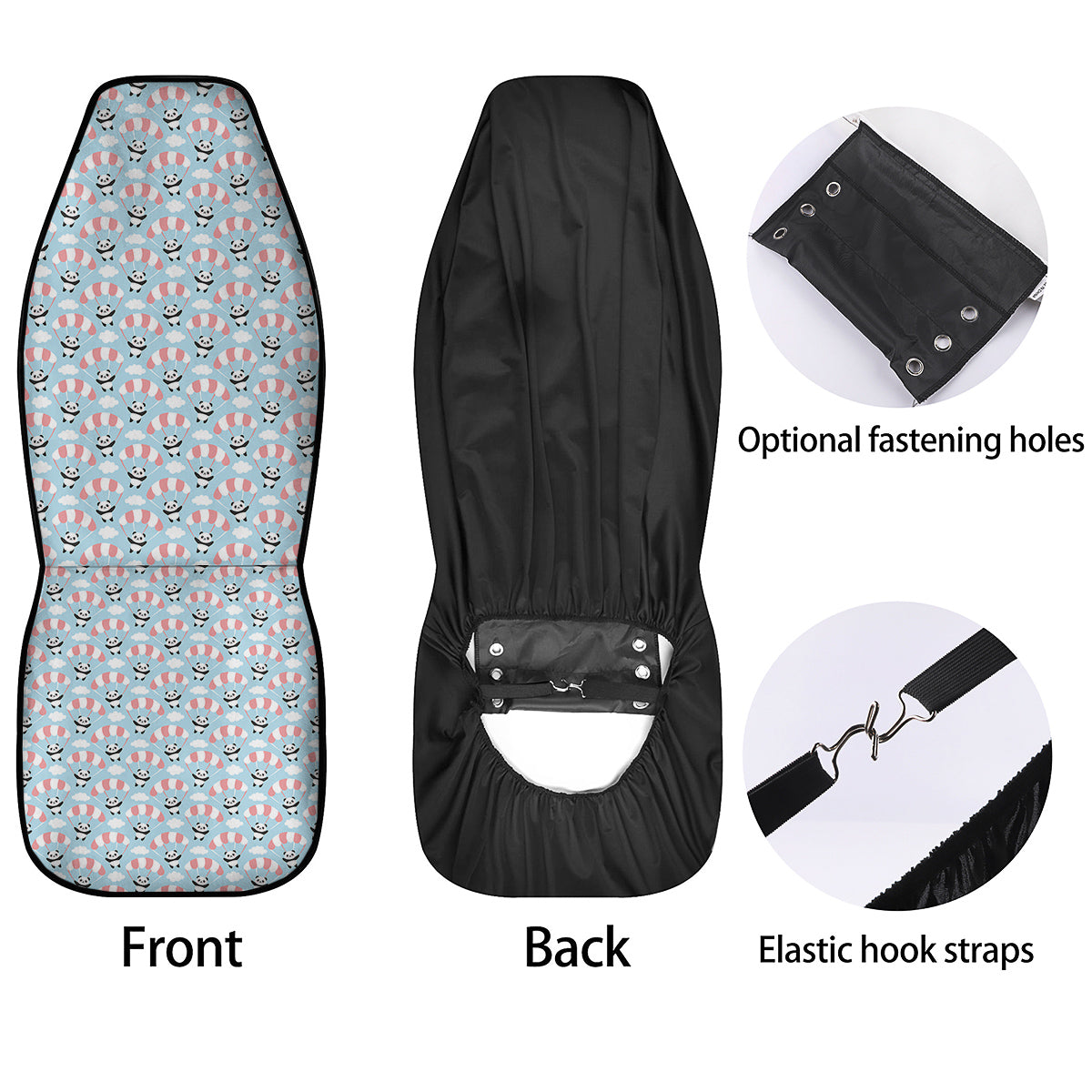 Parachute And Cute Panda Print Pattern Car Seat Covers-grizzshop