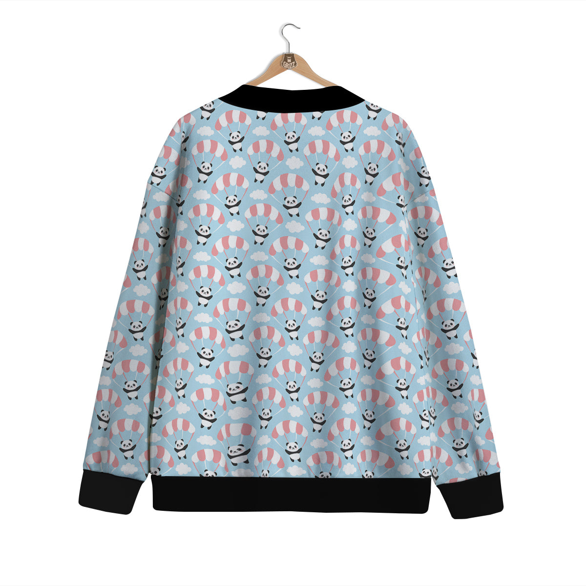 Parachute And Cute Panda Print Pattern Cardigan-grizzshop