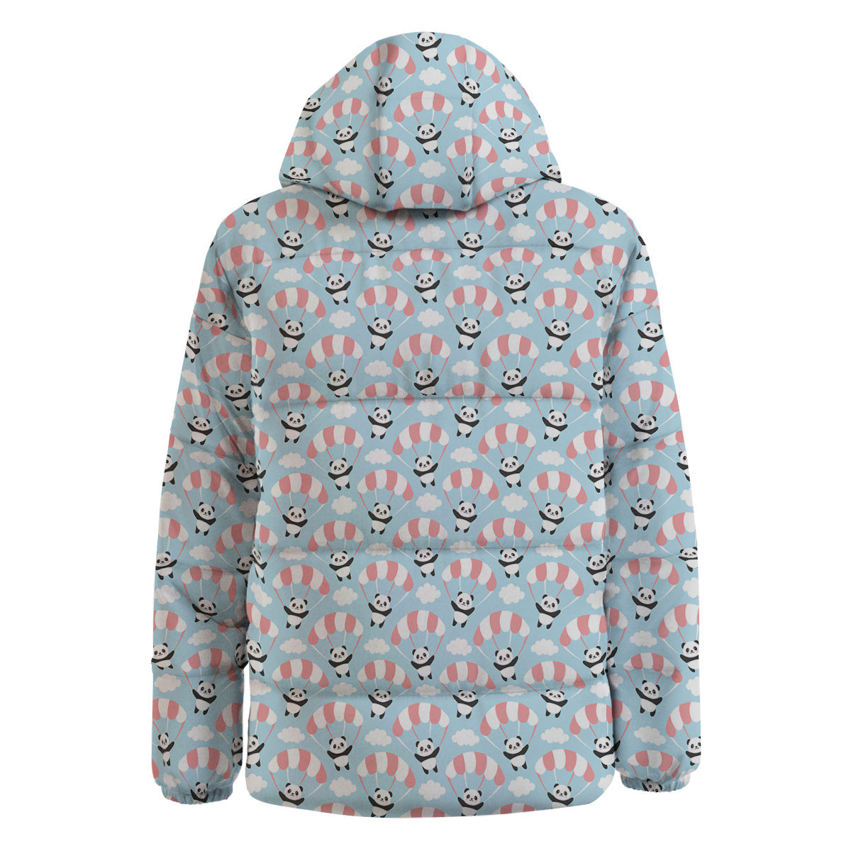 Parachute And Cute Panda Print Pattern Down Jacket-grizzshop
