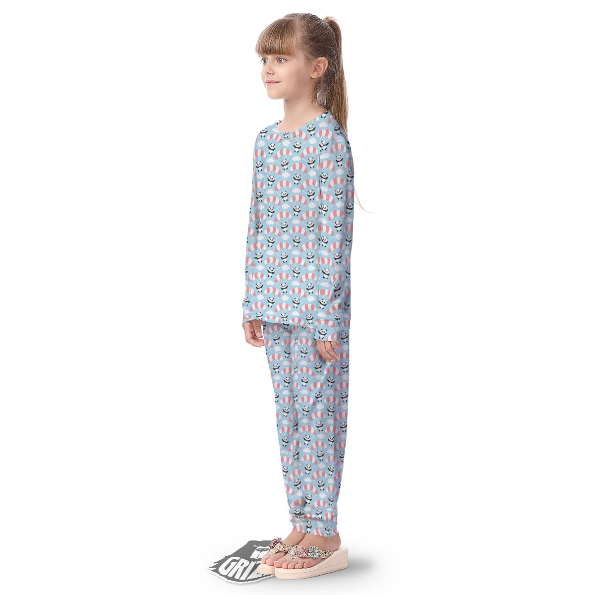 Parachute And Cute Panda Print Pattern Kid's Pajamas-grizzshop