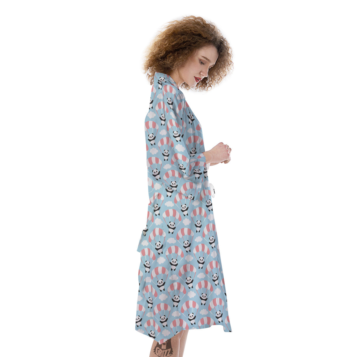 Parachute And Cute Panda Print Pattern Kimono-grizzshop