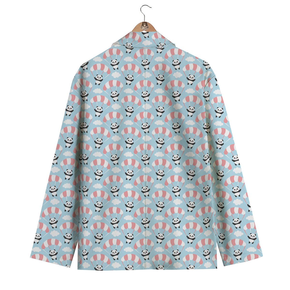 Parachute And Cute Panda Print Pattern Men's Blazer-grizzshop