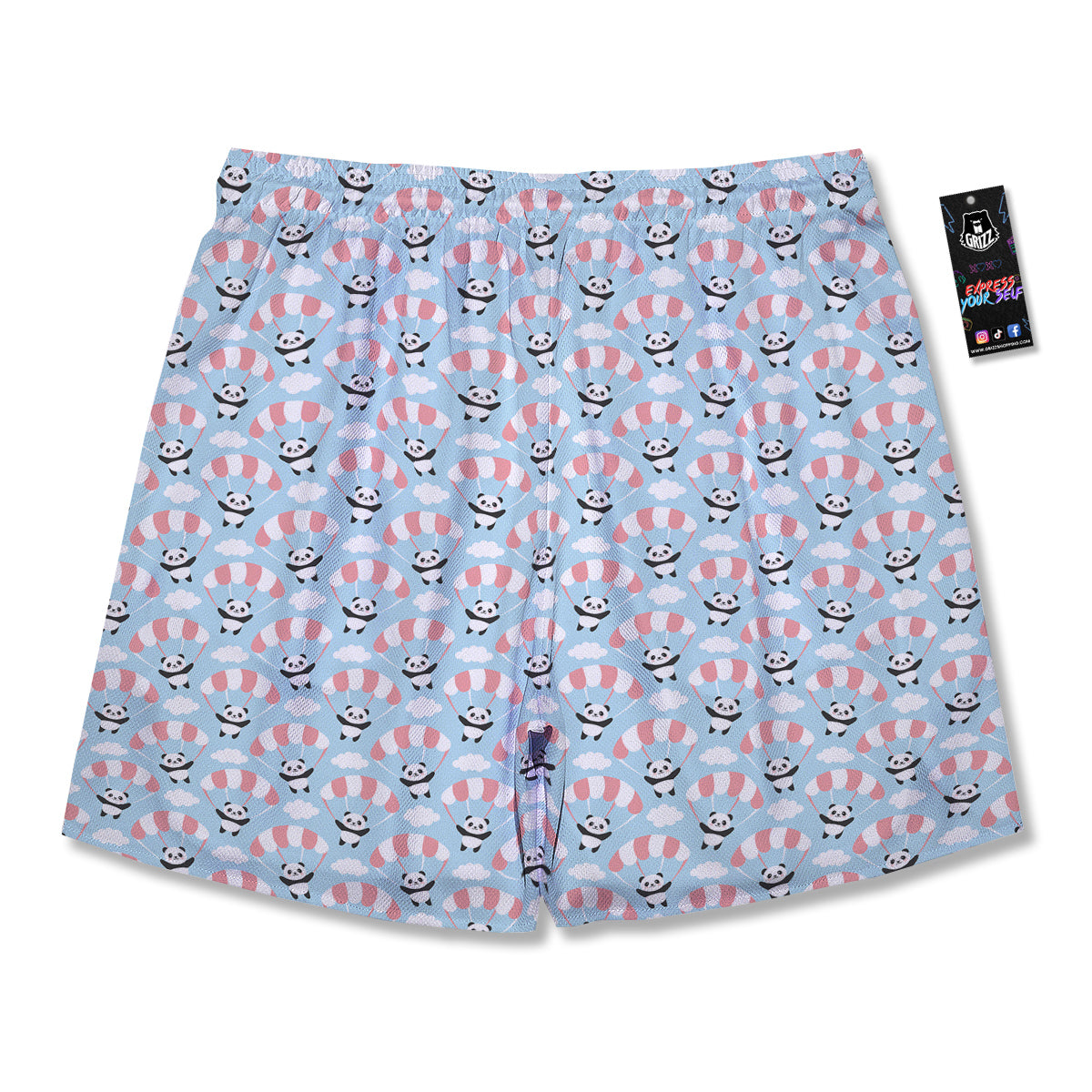 Parachute And Cute Panda Print Pattern Men's Running Shorts-grizzshop