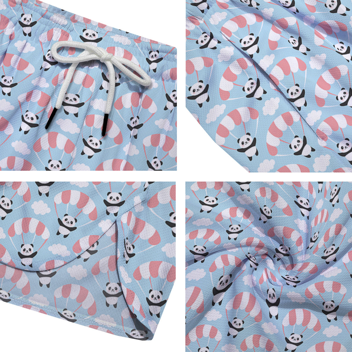 Parachute And Cute Panda Print Pattern Men's Running Shorts-grizzshop