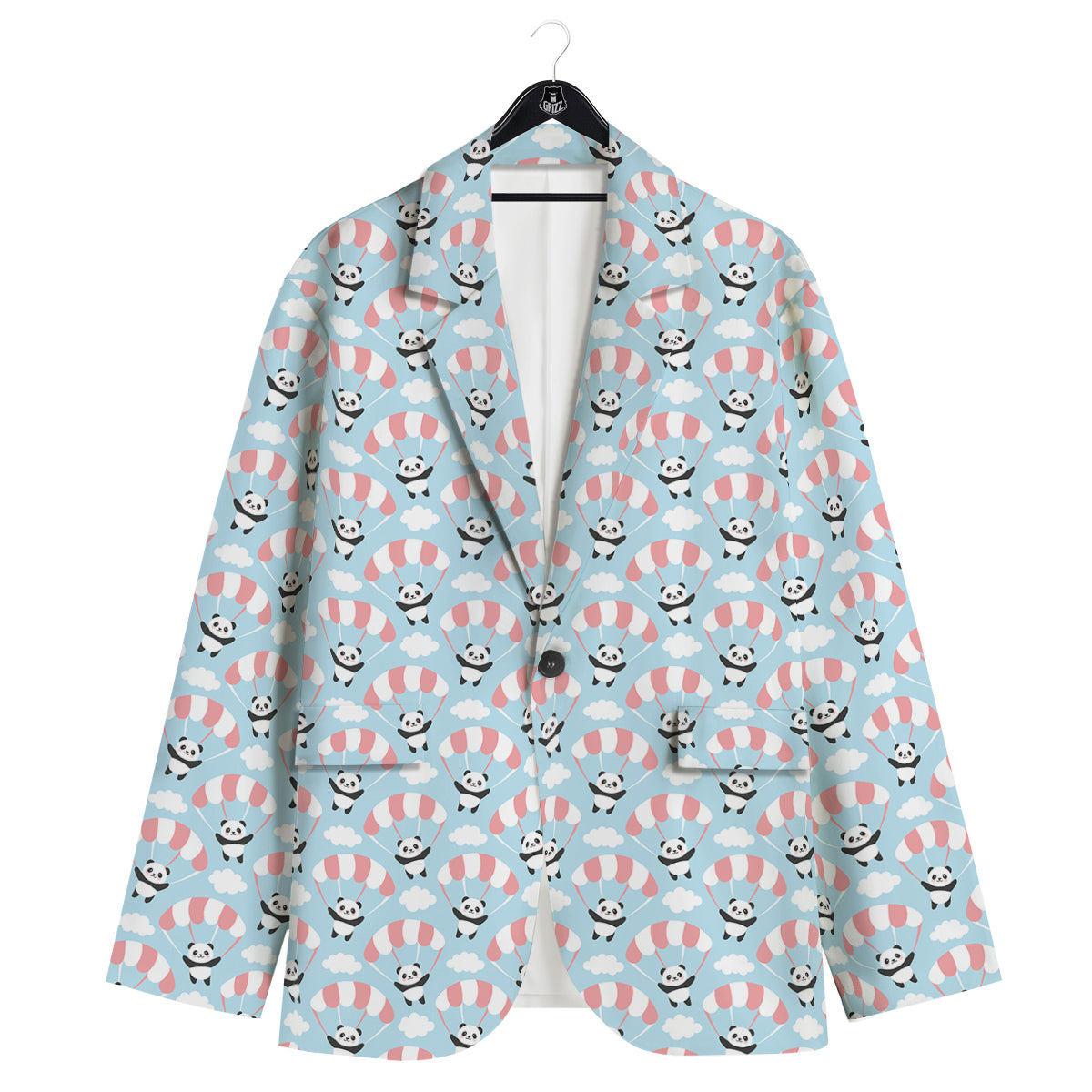 Parachute And Cute Panda Print Pattern Men's Sport Coat-grizzshop