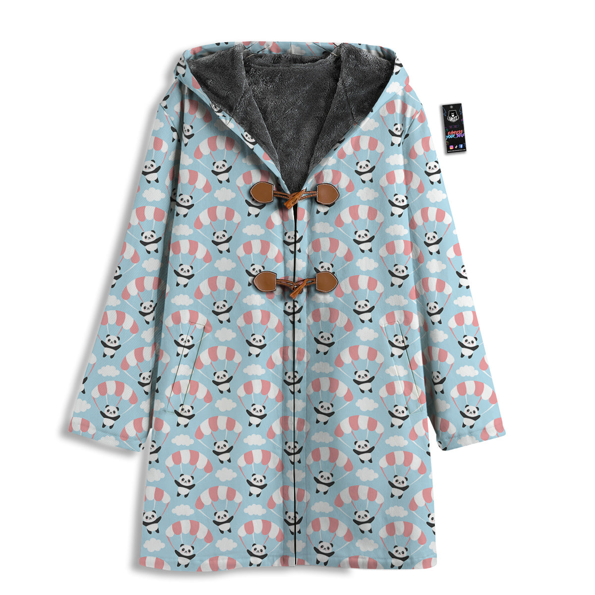 Parachute And Cute Panda Print Pattern Men's Windbreaker Jacket-grizzshop